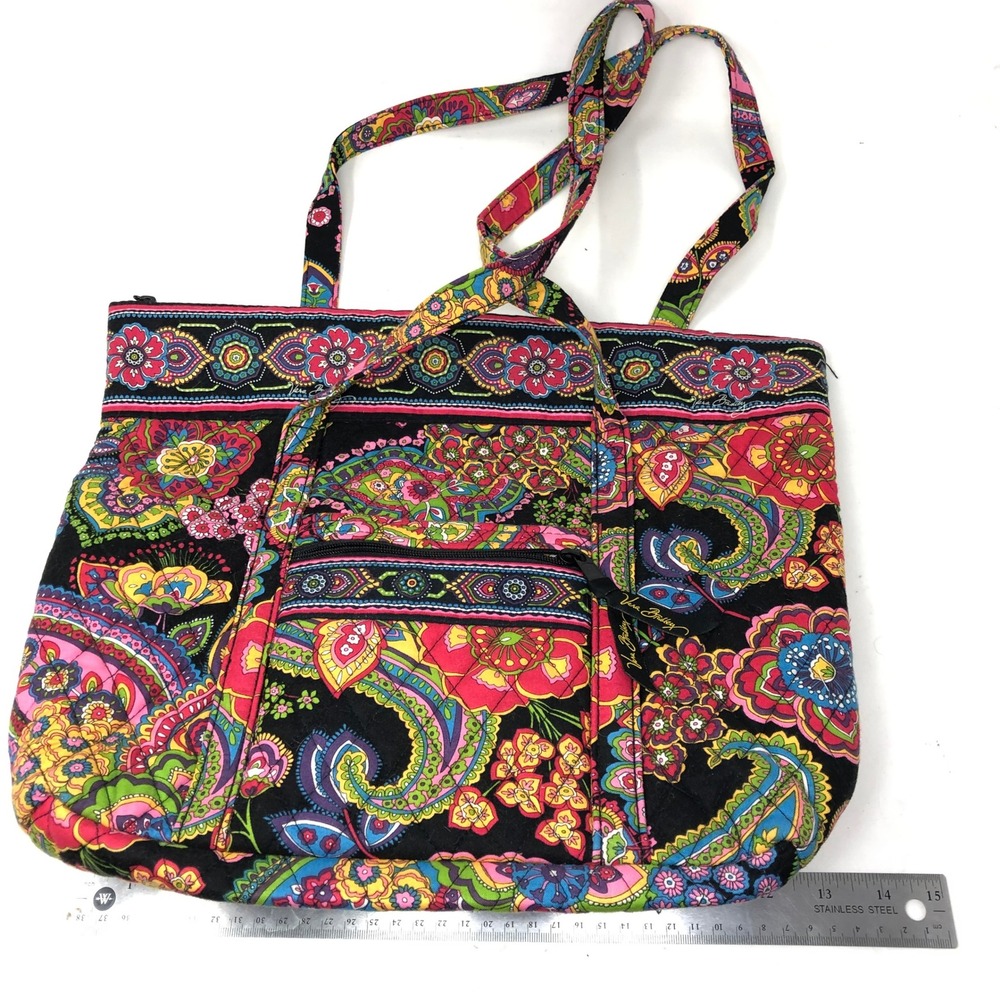 Vera Bradley Bag Lot 7 Quilted Tote Cosmetic Mini Clasp Floral Paisley Multi - Picture 6 of 15
